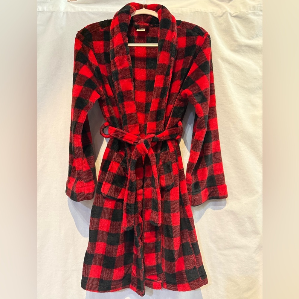 Faded Glory Children's Red and Black Buffalo Check Bathrobe